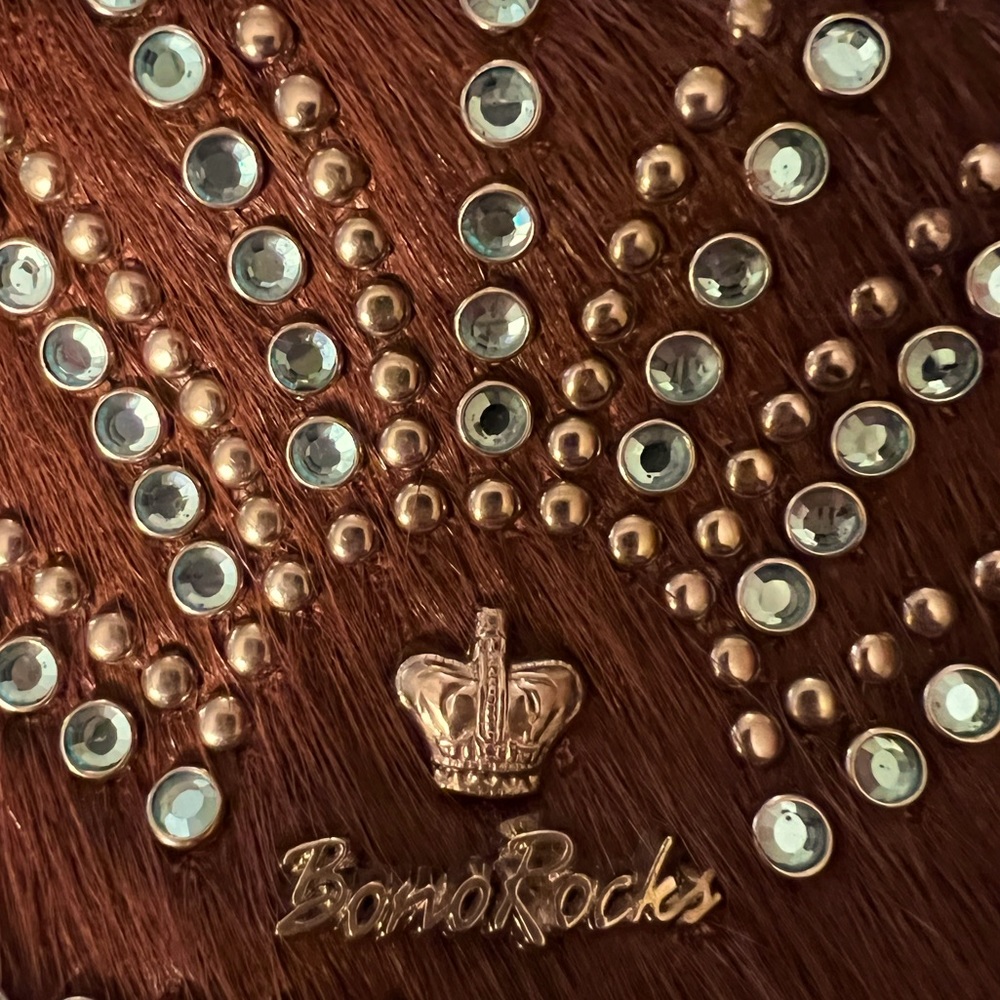 Brand new Bono Rocks rhinestones and brown cowhide belt purse. - Picture 3 of 6